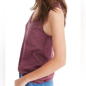 Madewell Whisper Cotton V-Neck Pocket Tank in Manor Purple